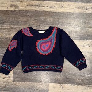 Eagles Eye Vintage Paisley, Y2K 90s Eagles Eye Women's Navy Paisley Sweater